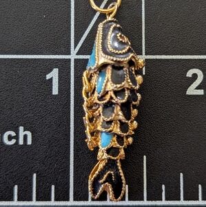 Gold and Blue Fish Pendant